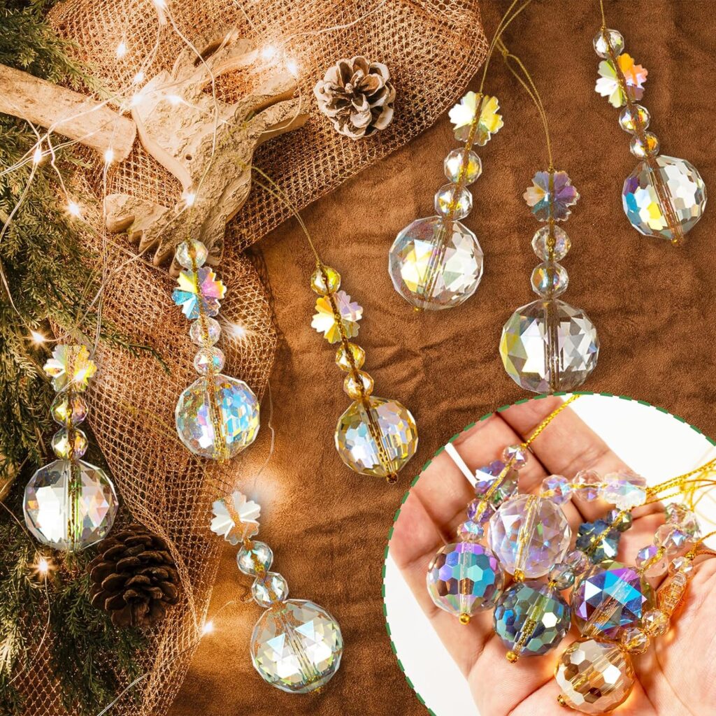 18pcs Crystal Christmas Ornaments for Christmas Tree Decorations-Hanging Acrylic Snowflake and Icicle Ornaments with Drop Pendants for Christmas Tree New Year Party Decorations Supplies