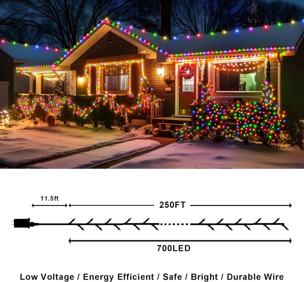 500FT Christmas Lights Outdoor 1400 LED Waterproof Christmas Tree Decorations Lights with 8 Modes Plug in Waterproof Timer Memory Function LED Christmas Lights for Xmas Yard Garden Party (Multicolor)