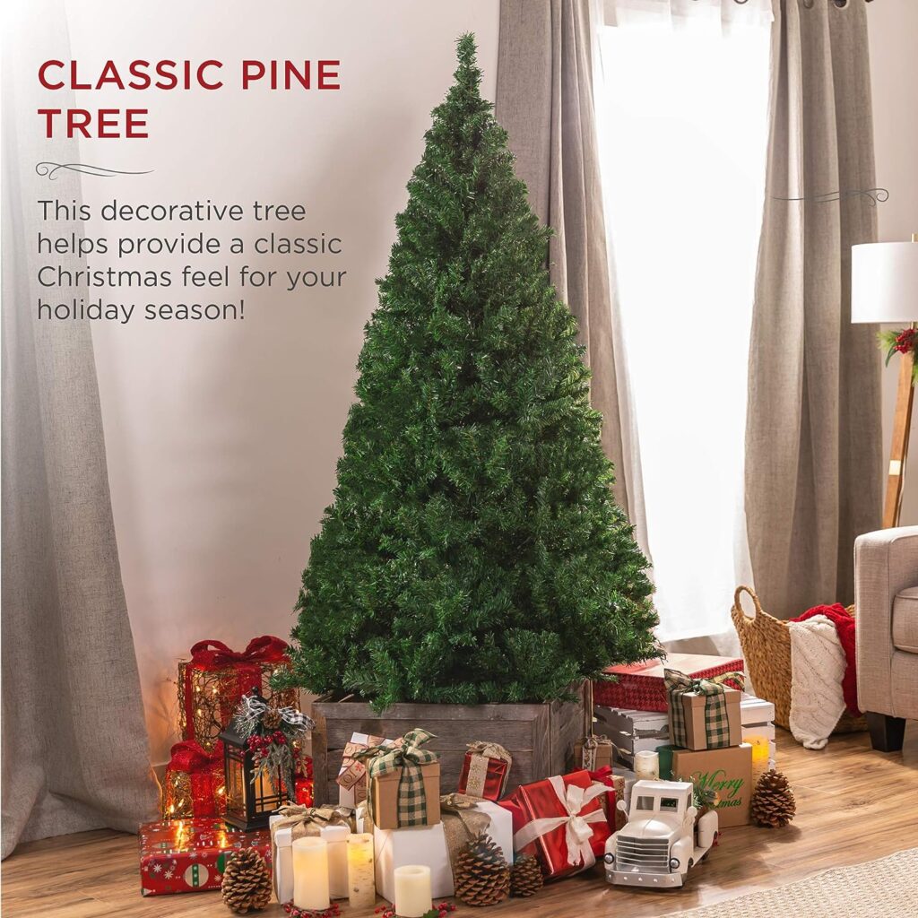 Best Choice Products 6ft Premium Hinged Artificial Holiday Christmas Pine Tree for Home, Office, Party Decoration w/ 1,000 Branch Tips, Easy Assembly, Metal Hinges  Foldable Base : Home  Kitchen