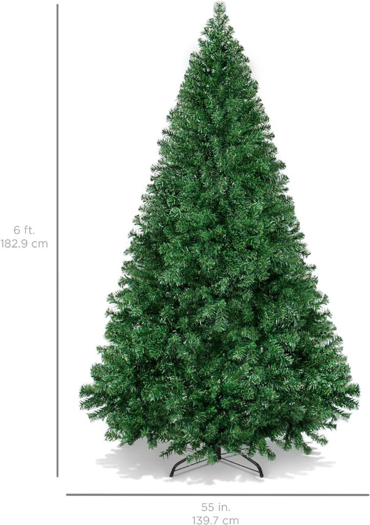 Best Choice Products 6ft Premium Hinged Artificial Holiday Christmas Pine Tree for Home, Office, Party Decoration w/ 1,000 Branch Tips, Easy Assembly, Metal Hinges  Foldable Base : Home  Kitchen