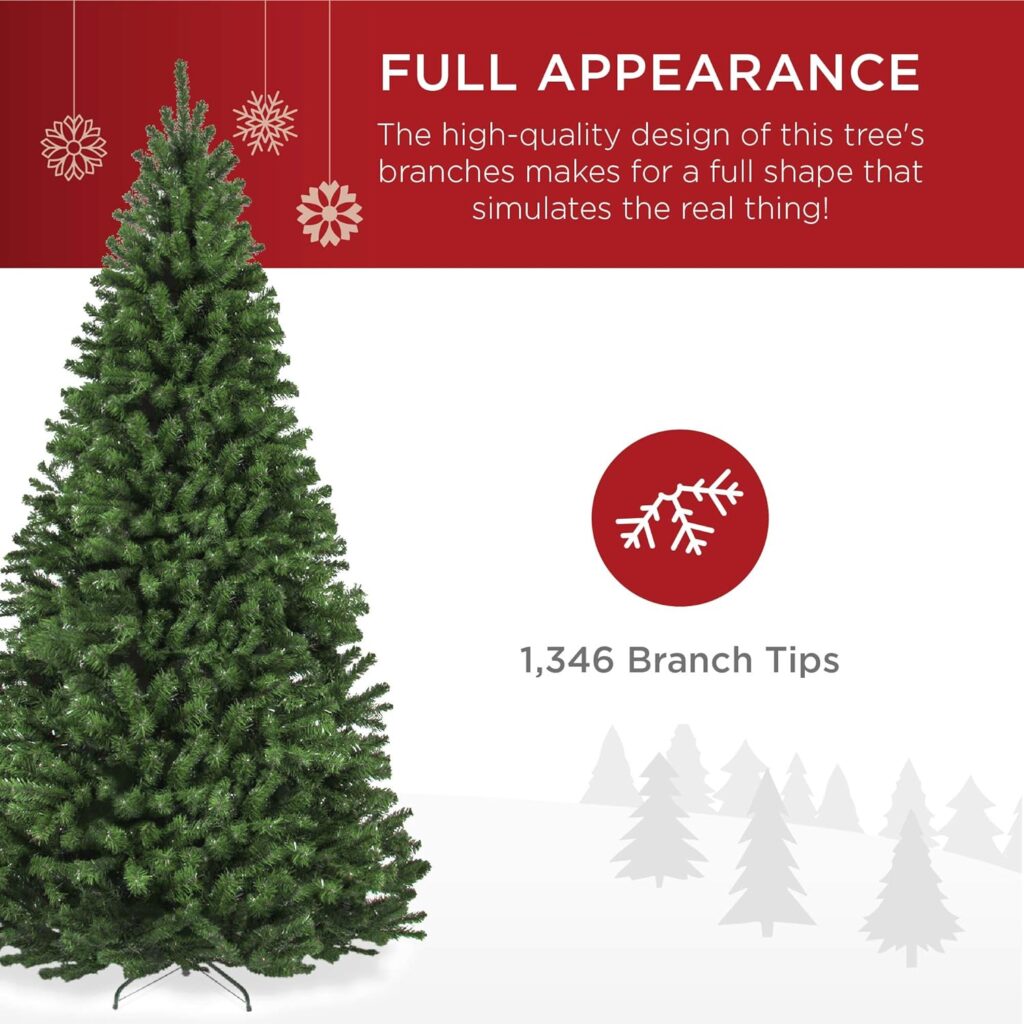 Best Choice Products 7.5ft Premium Spruce Artificial Holiday Christmas Tree for Home, Office, Party Decoration w/ 1,346 Branch Tips, Easy Assembly, Metal Hinges  Foldable Base