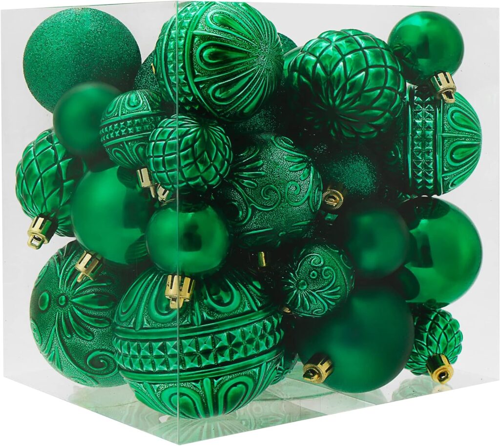 Christmas Ball Ornaments Champagne Christmas Tree Decorations with Hang Rope-36pcs Shatterproof Christmas Ornaments Set with 6 Styles in 3 Sizes(Small Medium Large)