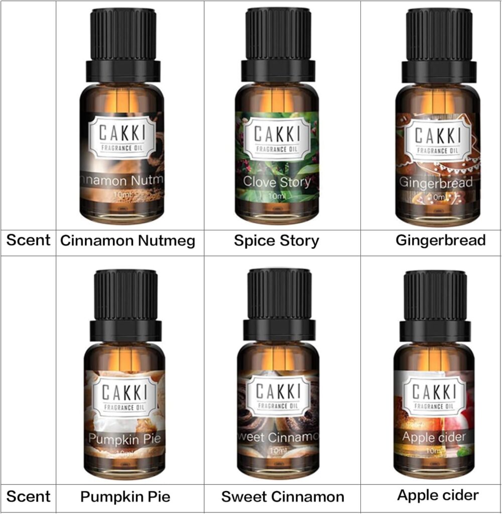 Christmas Essential Oils Gift Set, for Home, for Diffuser, 6x10mL, CAKKI Premium Grade Fragrance Oils with Christmas Tree, Cookie, Cranberry Contest, Pumpkin Cart, Turkey Run