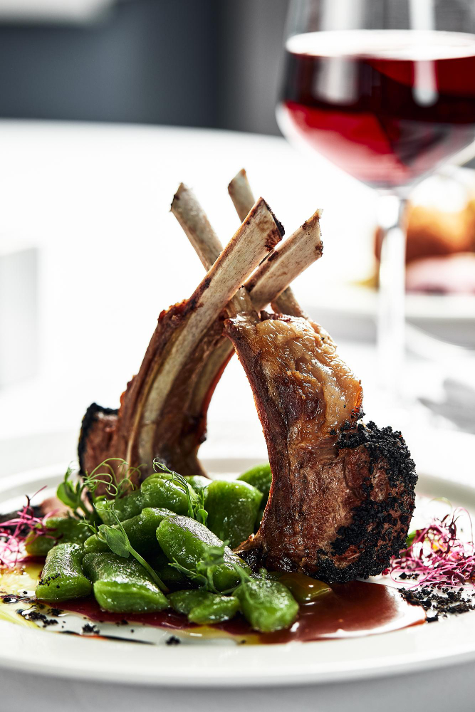 Herb-Crusted Rack of Lamb with a Red Wine Cherry Sauce