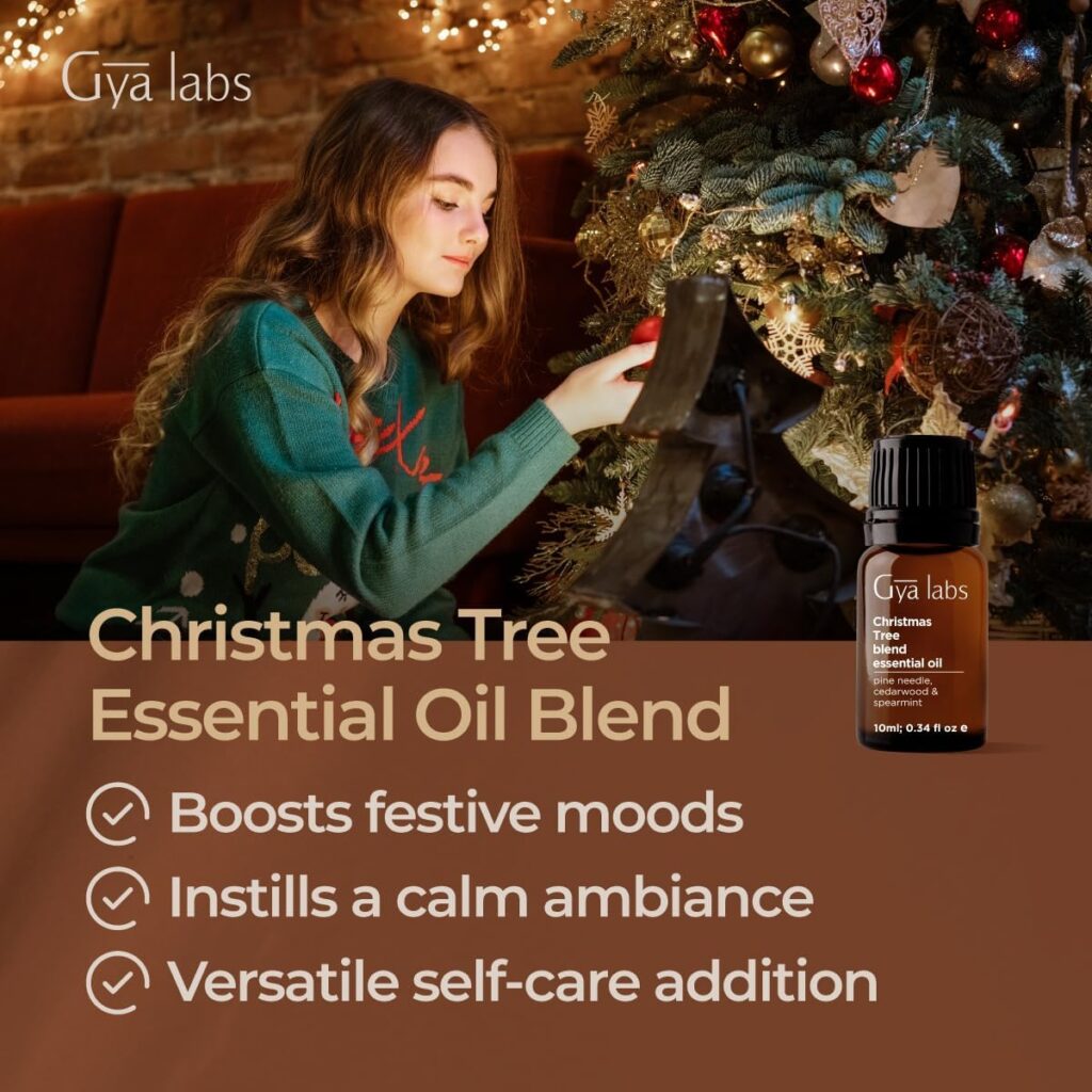 Gya Labs Christmas Tree Essential Oil Blend (0.34 fl oz) - 100% Pure Therapeutic Grade Aromatherapy Christmas Tree Oil for Diffusers, Home, Candle Making  Relaxation