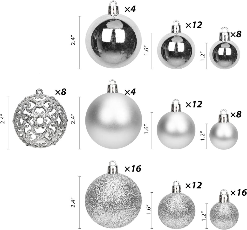 MeetXmas 100PCS Christmas Tree Balls Ornaments, Christmas Ball Ornaments for Christmas Tree, Shatterproof Hanging Christmas Tree Decorations