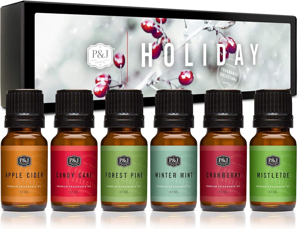 PJ Fragrance Oil Holiday Set | Candle Scents for Candle Making, Freshie Scents, Soap Making Supplies, Diffuser Oil Scents