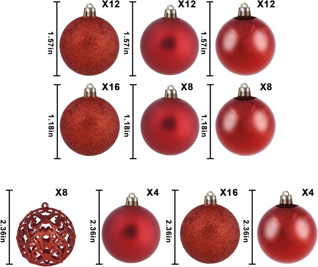 100ct Christmas Balls Tree Ornaments, Shatterproof Christmas Decorations Set with Reusable Hand-held Gift Package for Holiday Xmas Tree Decor (Gold, Red, Green)