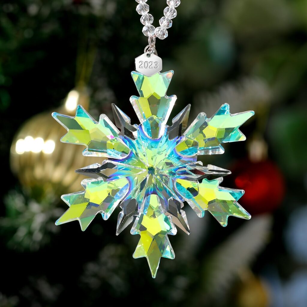 2023 Annual Limited Edition Ornament Crystal Snowflake Christmas Tree Hanging Pendant for Loved One (Colorful 2023)