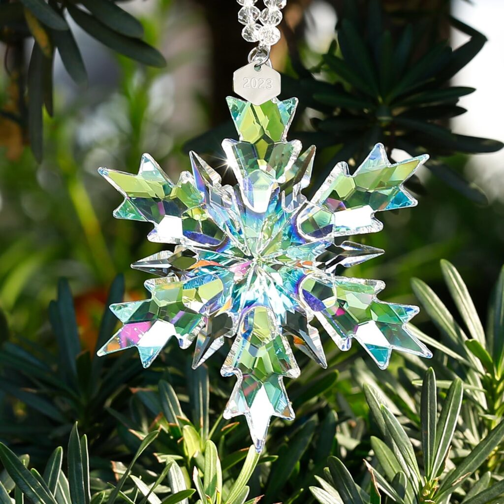 2023 Annual Limited Edition Ornament Crystal Snowflake Christmas Tree Hanging Pendant for Loved One (Colorful 2023)