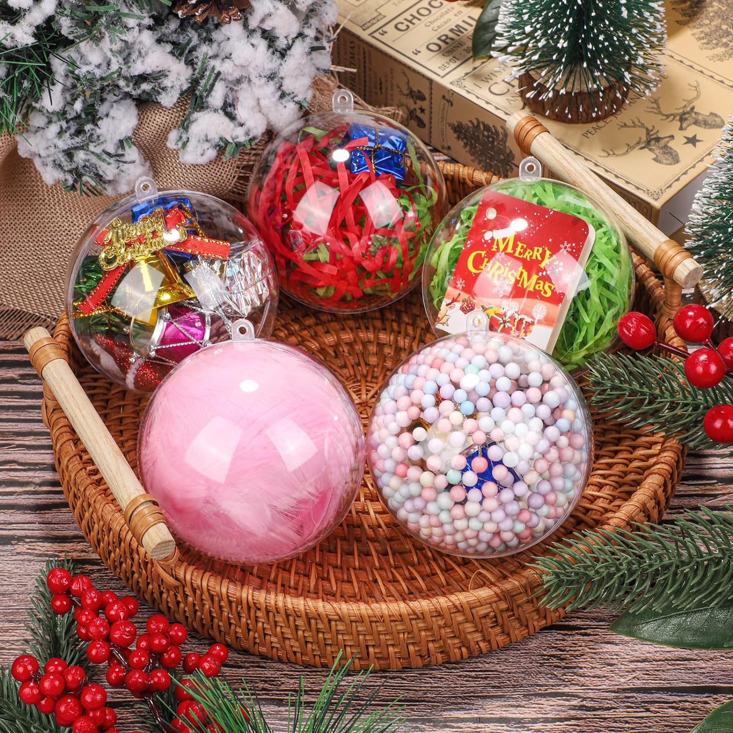 anvavo 50 pieces 80mm christmas clear plastic ball ornaments review