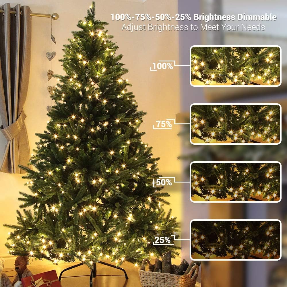 Brizled Christmas Lights, 65.67ft 200 LED Color Changing Tree Lights 11-Function Warm White  Multicolor Christmas Lights, Connectable 24V Safe Adapter Remote Decorative Lights String for Xmas Party