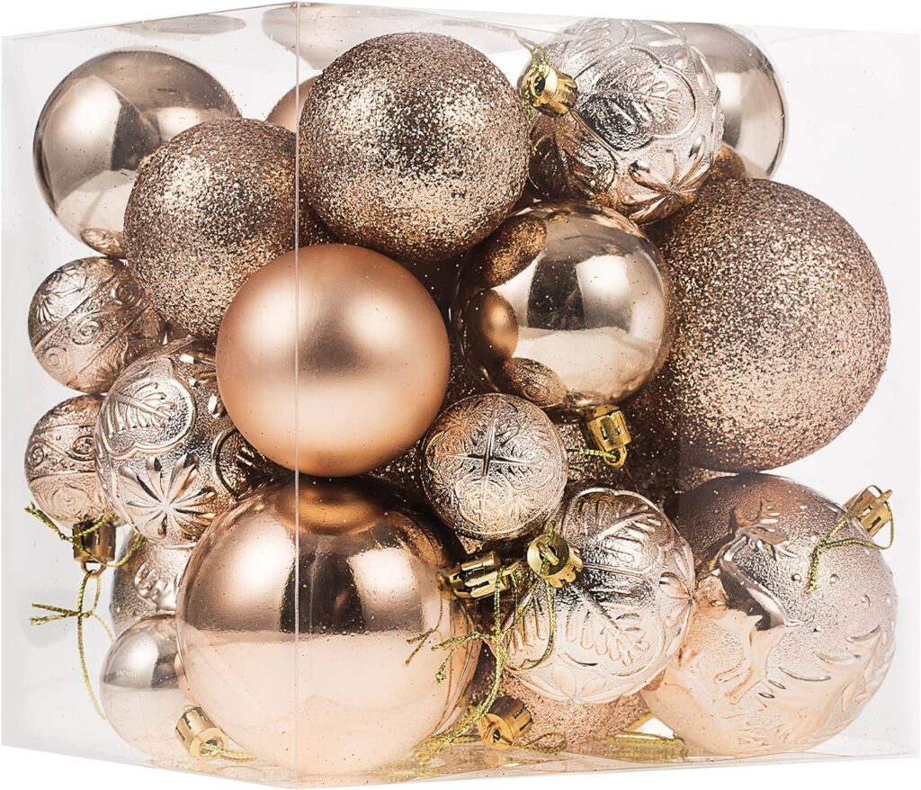 Christmas Ornaments for Xmas Trees,Champagne Shatterproof Christmas Ball Ornaments