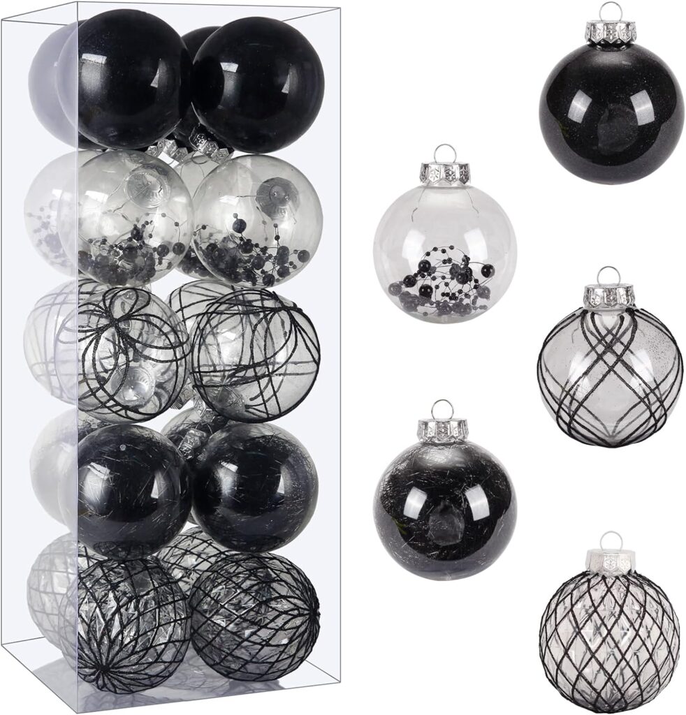 Clear Christmas Ball Ornaments, 30ct 2.36 Inch White Christmas Ornaments Balls for Christmas Tree with Delicate Stuff Shatterproof Hanging Xmas Tree Baubles Decorations for Wedding Christmas