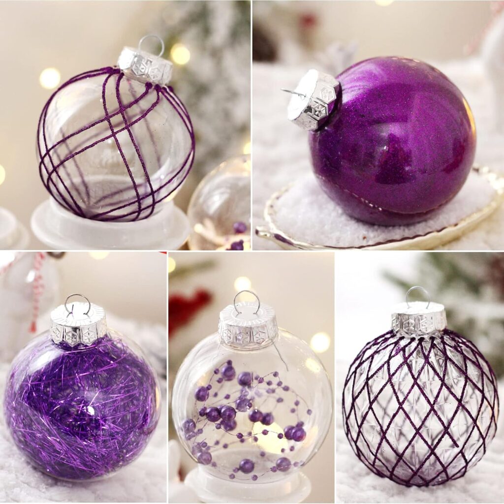 Clear Christmas Ball Ornaments, 30ct 2.36 Inch White Christmas Ornaments Balls for Christmas Tree with Delicate Stuff Shatterproof Hanging Xmas Tree Baubles Decorations for Wedding Christmas