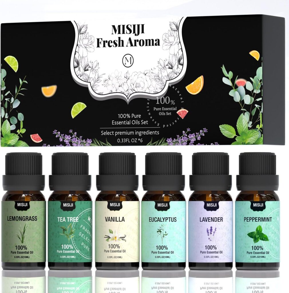 Essential Oils Set-MISIJI Premium Diffuser Oils Scents for Home-Essential Oils for Aromatherapy Humidifiers 6 Scents