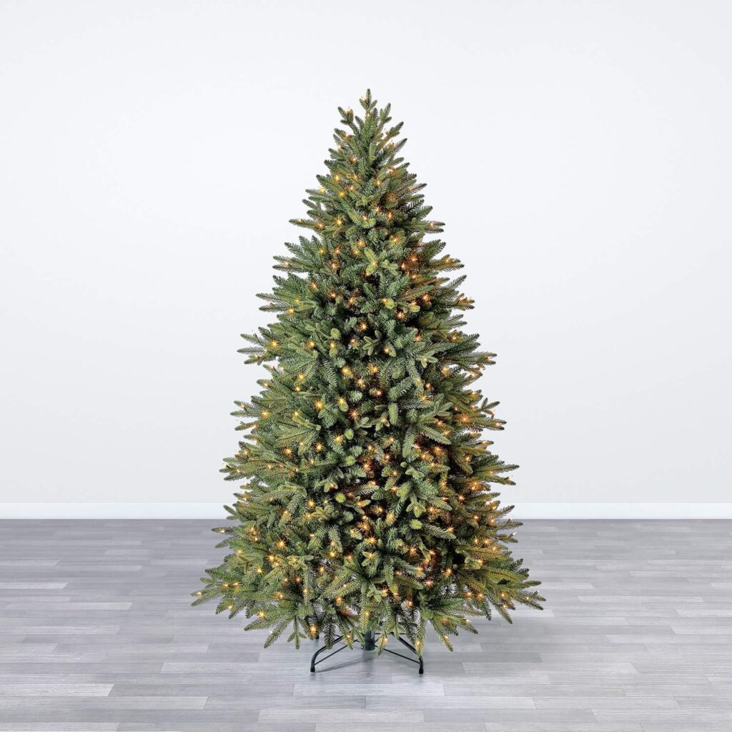 Evergreen Classics 6.5 ft Pre-Lit Colorado Spruce Artificial Christmas Tree, Warm White LED Lights