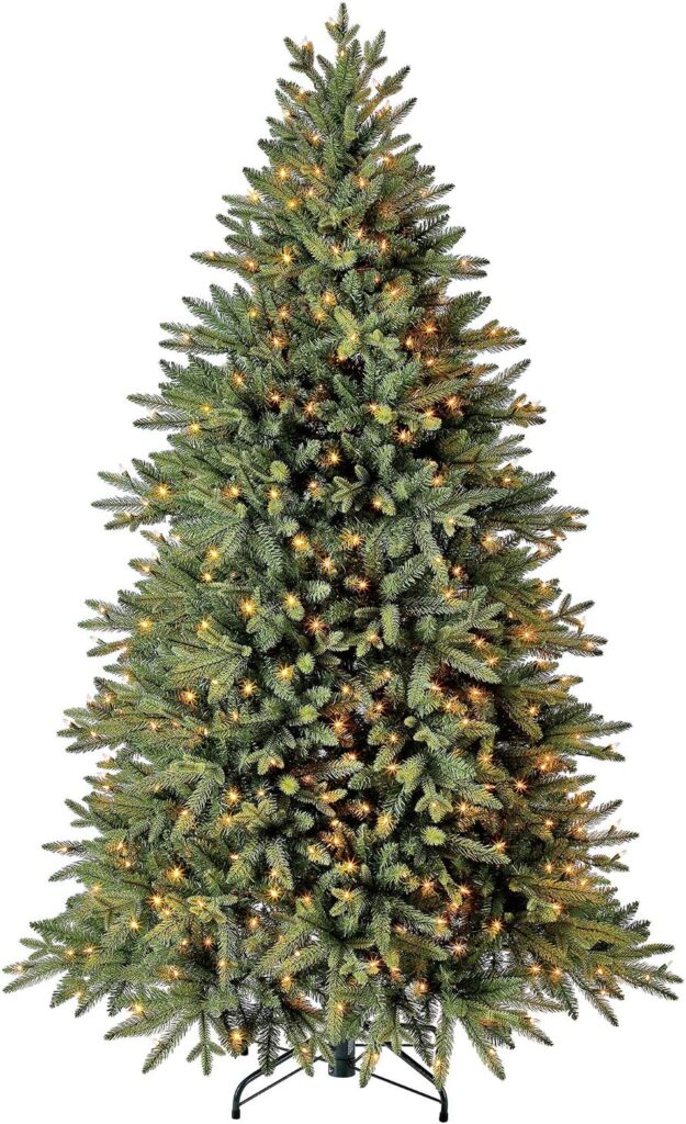 Evergreen Classics 6.5 ft Pre-Lit Colorado Spruce Artificial Christmas Tree, Warm White LED Lights