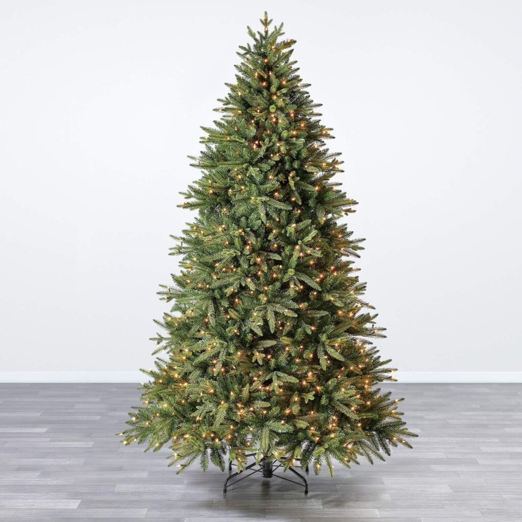 Evergreen Classics 7.5 ft Pre-Lit Colorado Spruce Artificial Christmas Tree, Warm White LED Lights