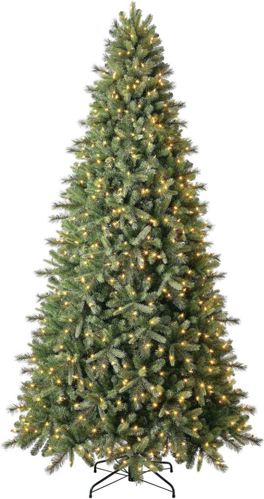 Evergreen Classics 9 ft Pre-Lit Norway Spruce Quick Set Artificial Christmas Tree, Warm White LED Lights