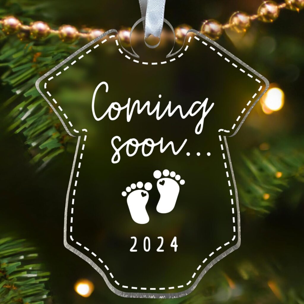 Expecting Baby Ornament 2024 - Pregnancy Announcement for Husband, Grandparents, Family, Aunt - Gifts for Expecting Parents, Expecting Parents to Be Unique Gifts - Acrylic Christmas Ornament 2024