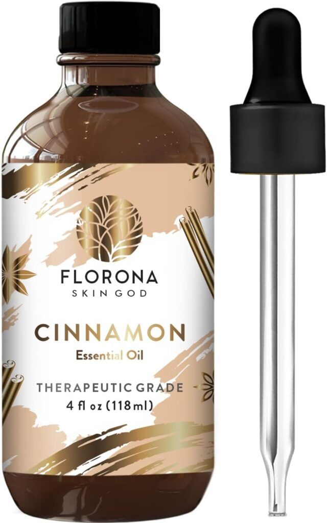 FLORONA Cinnamon Essential Oil 100% Pure  Natural - 4 fl oz, Therapeutic Grade for Hair  Skin Care, Diffuser Aromatherapy, Soap Making, Candle Making