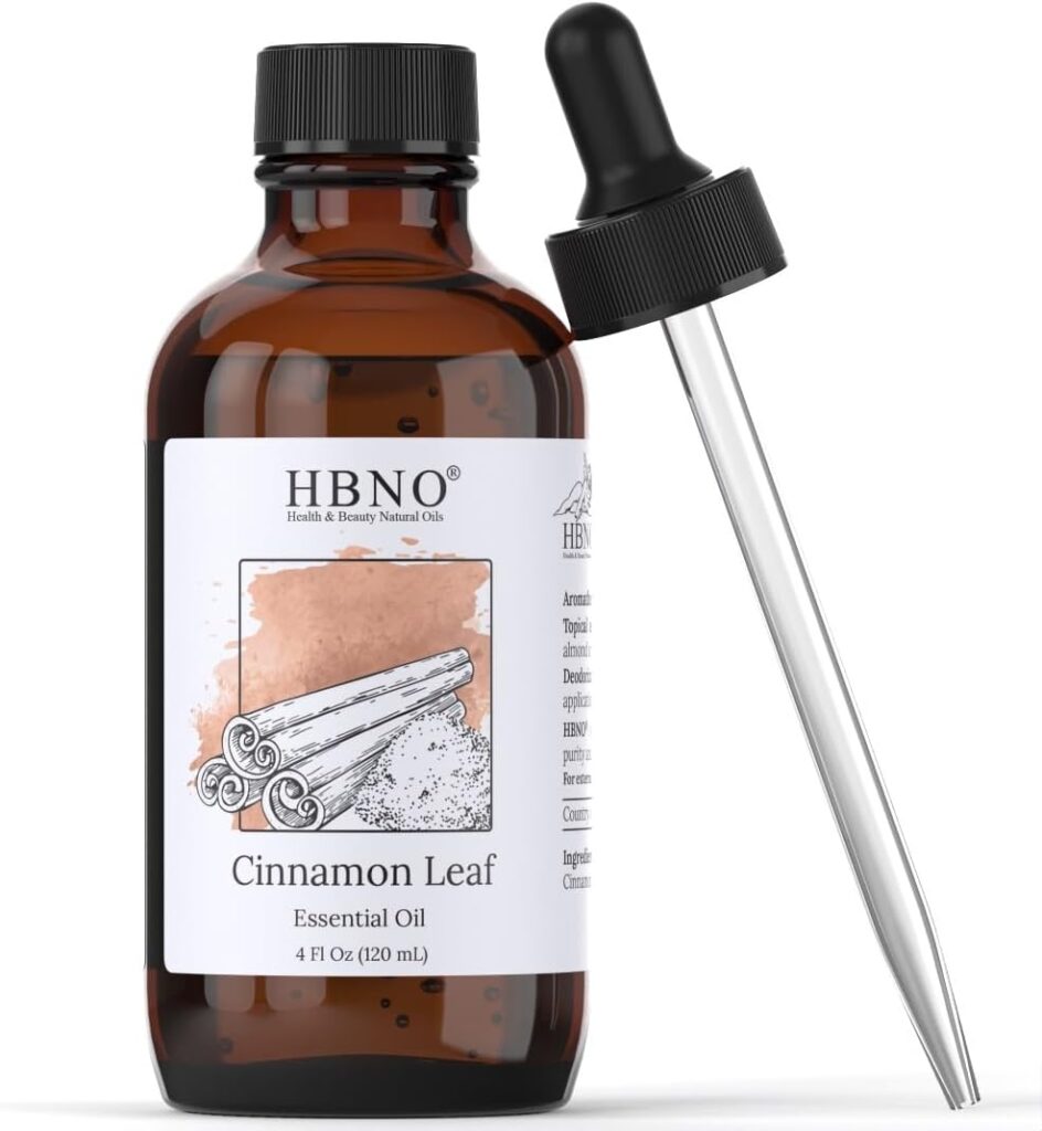 HBNO Cinnamon Leaf Essential Oil - Huge 4 oz (120ml) Value Size - Natural Cinnamon Oil, Steam Distilled - Perfect for Cleaning, Aromatherapy, DIY, Soap  Diffuser - Cinnamon Essential Oils