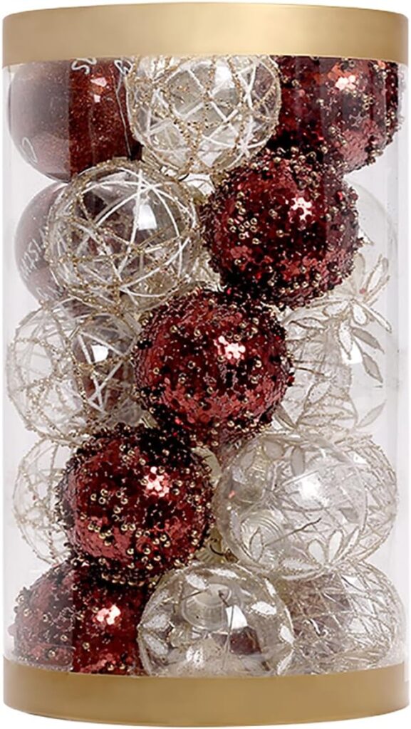 JEKOSEN 2023 Christmas Balls Ornaments 25PCS for Christmas Tree Ornaments 2.36 Shatterproof Christmas Tree Decorations with Red Gold Christmas Ornament