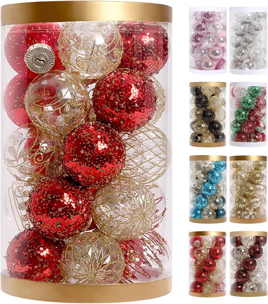 JEKOSEN 2023 Christmas Balls Ornaments 25PCS for Christmas Tree Ornaments 2.36 Shatterproof Christmas Tree Decorations with Red Gold Christmas Ornament