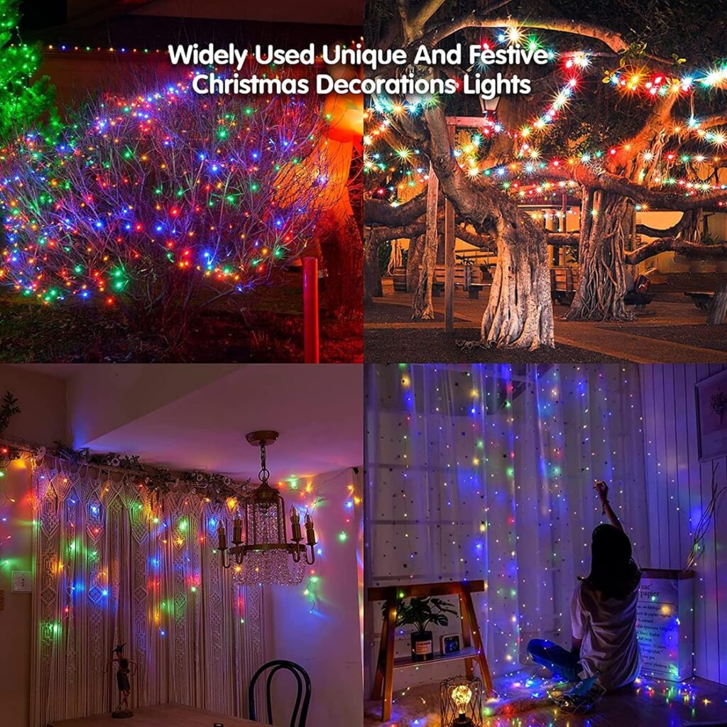 KiflyTooin Led Christmas Lights Outdoor Christmas Decorations Hanging Lights 400LED 8 Modes 75 Drops, Outdoor Indoor Fairy String Lights for Christmas Party, Holiday, Wedding Decorations (Cool White)