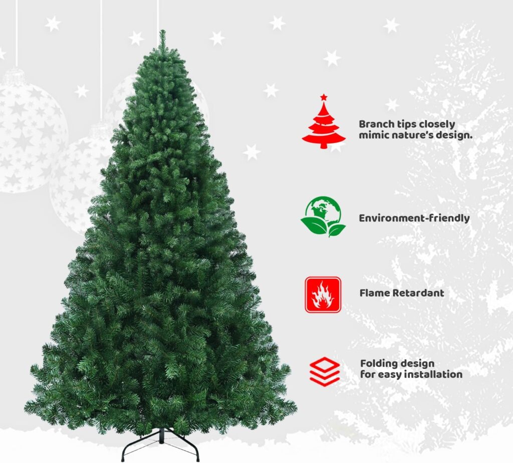 leheyhey Artificial Christmas Tree 4FT PVC Material Simulation Spruce Christmas Party Decoration, Quick Assembly Suitable for Family Interaction, Recyclable and Environmentally Friendly