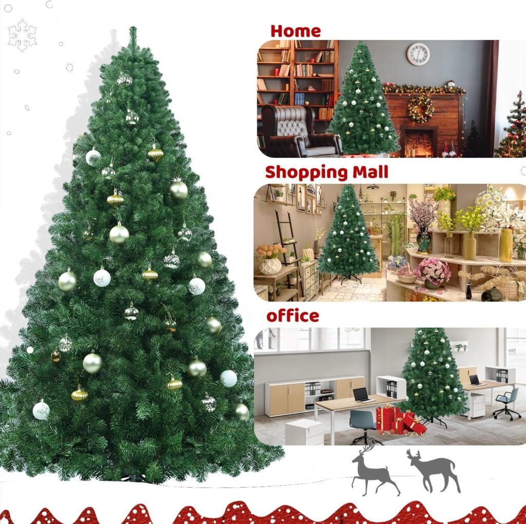 leheyhey Artificial Christmas Tree 4FT PVC Material Simulation Spruce Christmas Party Decoration, Quick Assembly Suitable for Family Interaction, Recyclable and Environmentally Friendly