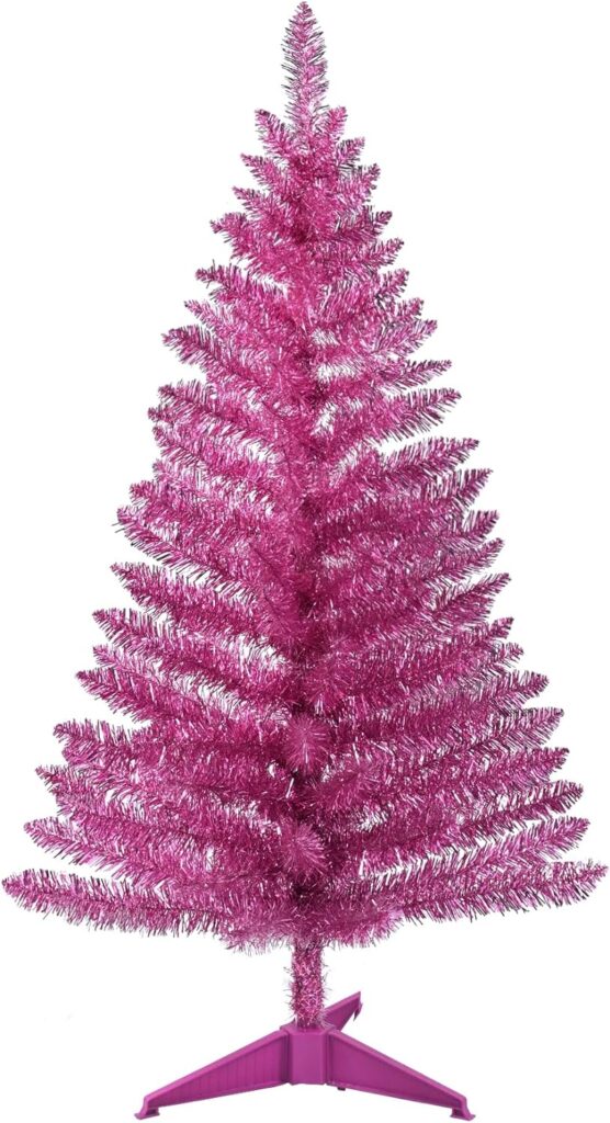 leheyhey Pink Halloween Christmas Tree 4FT Includes Brackets, Sequin Leaves Suitable for Halloween Party Decoration, Small and Easy to Assemble, Occupying Small Space