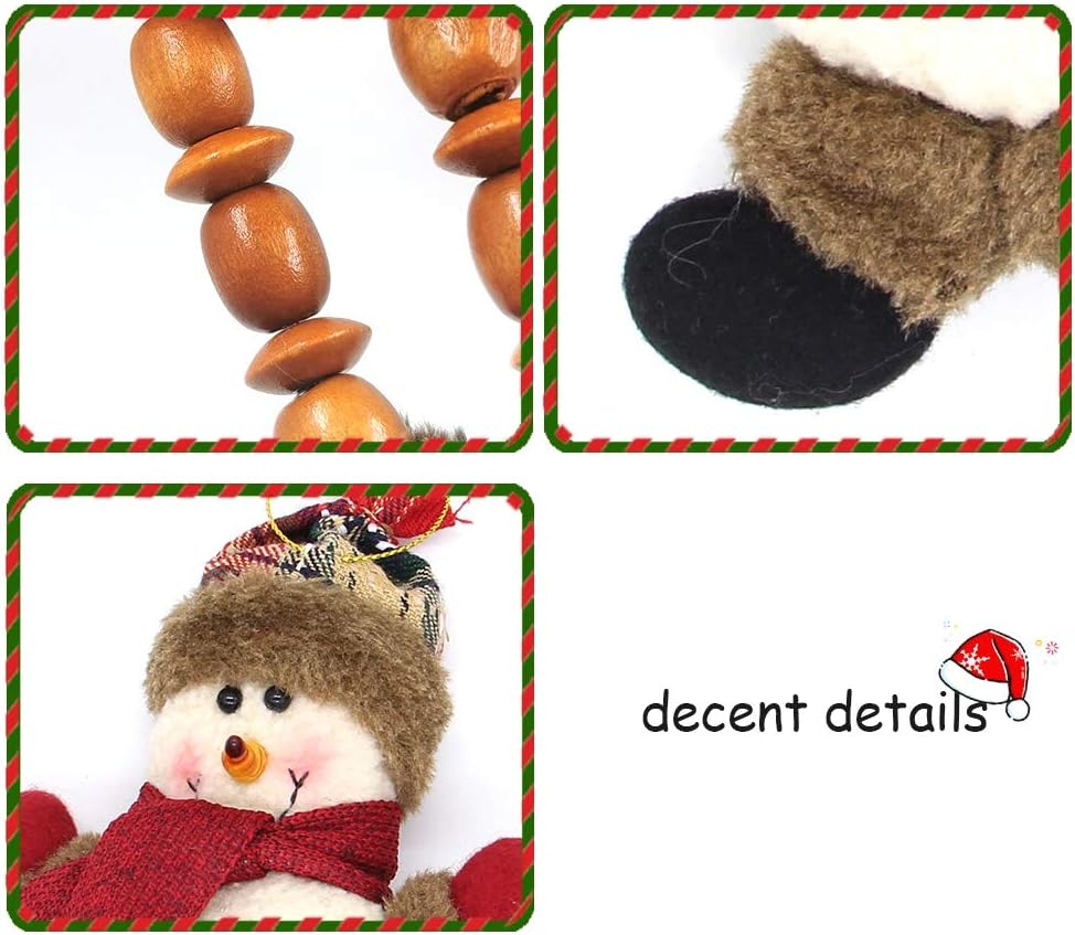 Lulu Home Christmas Tree Ornaments, Xmas Hanging Plush Decorations Holiday Party Santa, Snowman, Reindeer