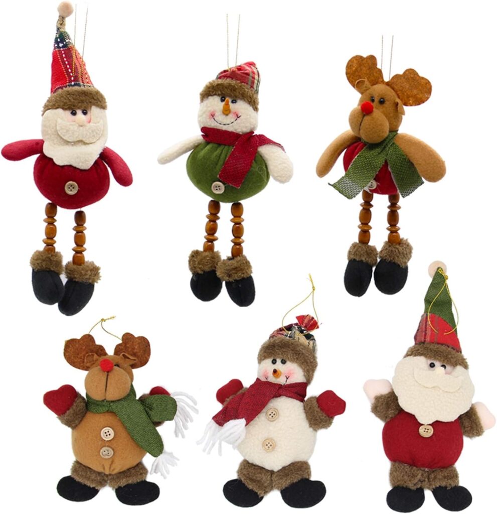 Lulu Home Christmas Tree Ornaments, Xmas Hanging Plush Decorations Holiday Party Santa, Snowman, Reindeer