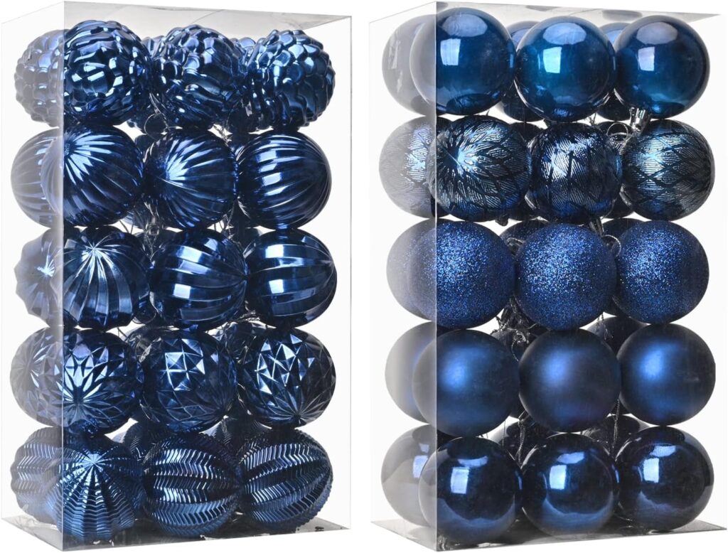 MeetXmas 2Pack*30PCS=60PCS 2.36 Christmas Tree Balls Ornaments, Blue Christmas Ball Ornaments for Christmas Tree, Shatterproof Hanging Christmas Tree Decoration