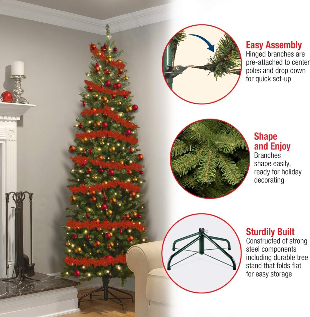 National Tree Company Artificial Slim Christmas Tree, Green, Kingswood Fir, Includes Stand, 7.5 Feet