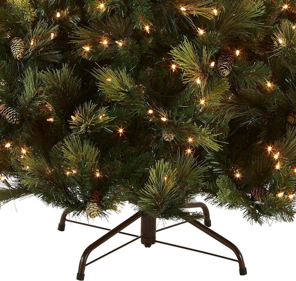 National Tree Company Carolina Pine 7.5 Foot Artificial Holiday Prelit Christmas Tree w/750 Clear Lights, Pinecones, 1399 Branch Tips and Metal Stand