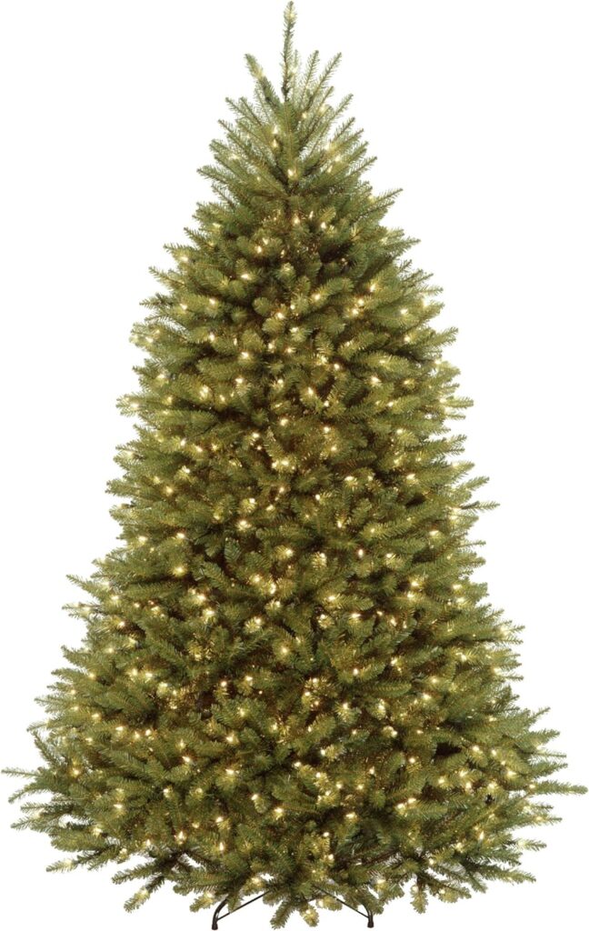 National Tree Company Pre-Lit Artificial Full Christmas Tree, Green, Dunhill Fir, Dual Color LED Lights, Includes Stand, 7.5 Feet