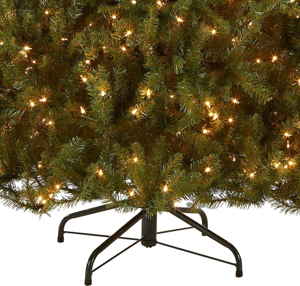 National Tree Company Pre-Lit Artificial Full Christmas Tree, Green, Dunhill Fir, White Lights, Includes Stand, 7.5 Feet