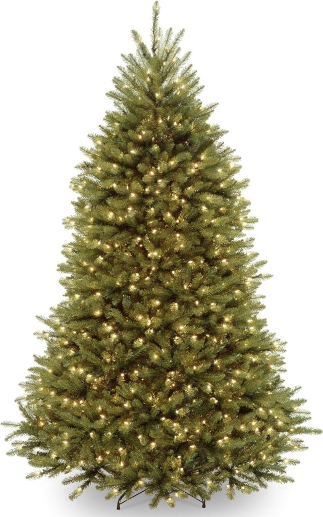 National Tree Company Pre-Lit Artificial Full Christmas Tree, Green, Dunhill Fir, White Lights, Includes Stand, 7.5 Feet