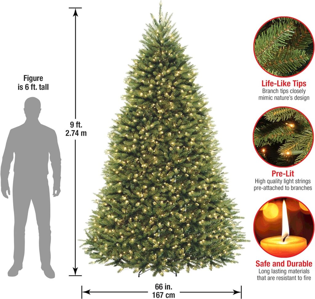 National Tree Company Pre-Lit Artificial Full Christmas Tree, Green, White Lights, Includes Stand, 7.5 Feet