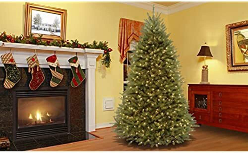 National Tree Company Pre-Lit Artificial Full Christmas Tree, Green, White Lights, Includes Stand, 7.5 Feet