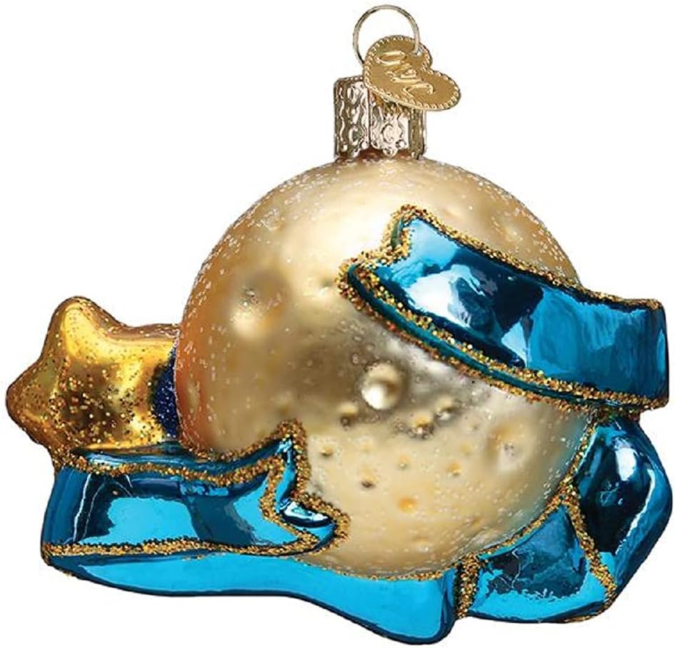 Old World Christmas Ornaments Love You to The Moon  Back Glass Blown Ornaments for Christmas Tree