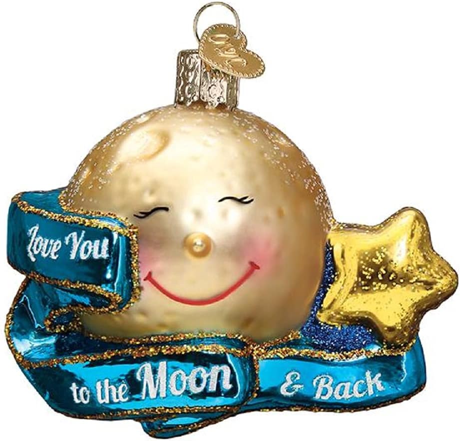 Old World Christmas Ornaments Love You to The Moon  Back Glass Blown Ornaments for Christmas Tree