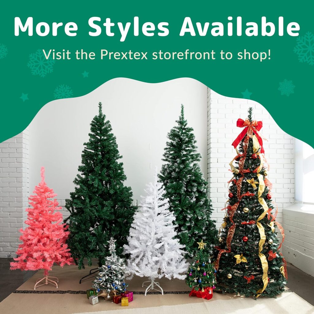 Prextex Premium 6Ft Christmas Tree with 1200 Tips for Fullness - Artificial Canadian Fir Full Bodied Christmas Tree 6ft with Metal Stand, Lightweight and Easy to Assemble