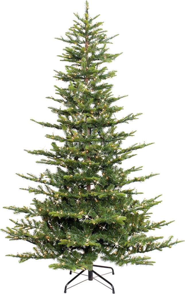 Puleo International 6.5 Foot Pre-Lit Aspen Fir Artificial Christmas Tree with 500 UL Listed Clear Lights, Green