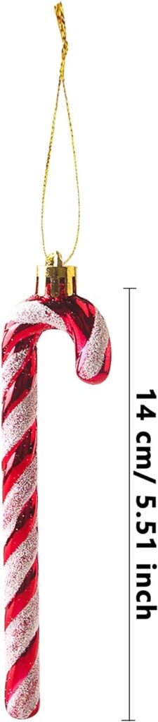 Rcanedny 18 Pieces Christmas Glitter Candy Cane Crutch Pendant Christmas Tree Hanging Ornament for Xmas Party Favors Holiday Decoration (Red)