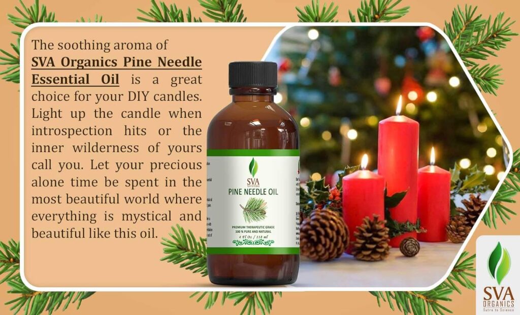 SVA ORGANICS Pine Needle Essential Oil Large Size 4 OZ (118 ML) Therapeutic Grade, 100% Pure Premium Grade Oil for Skin and Hair Care