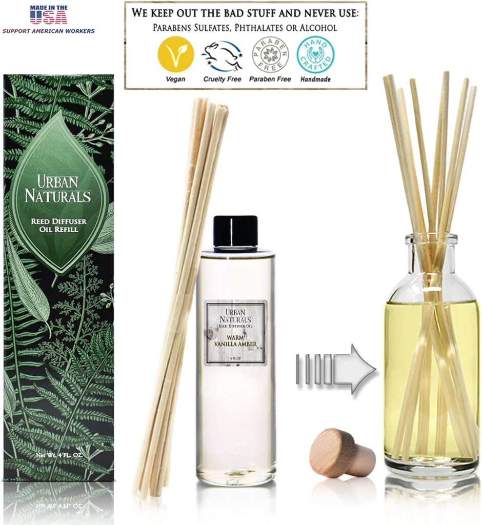 Urban Naturals Christmas Night Scented Oil Reed Diffuser Refill | Includes a Free Set of Reed Sticks! 4 oz.